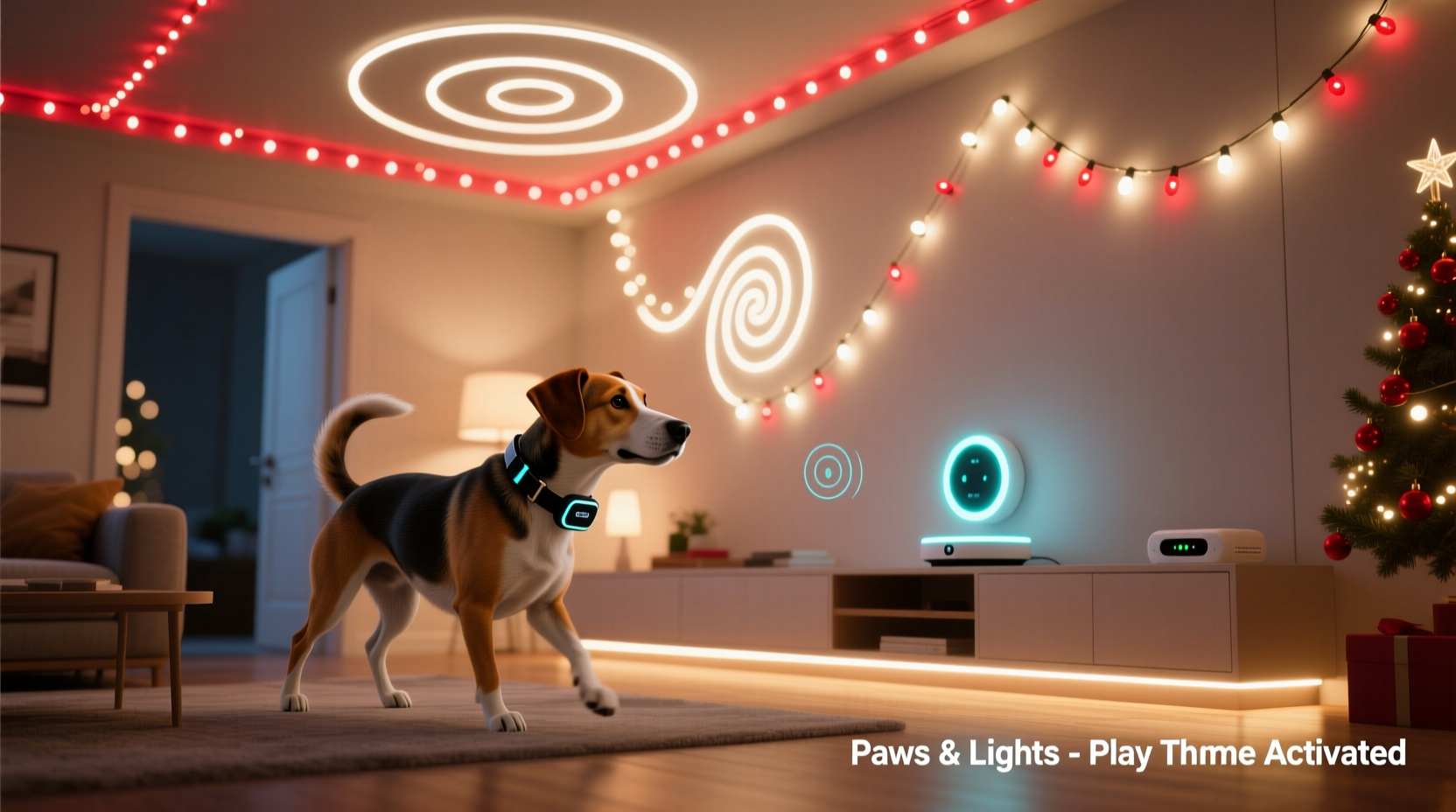 how to integrate christmas lights with pet activity trackers to trigger playful light animations when dogs enter rooms