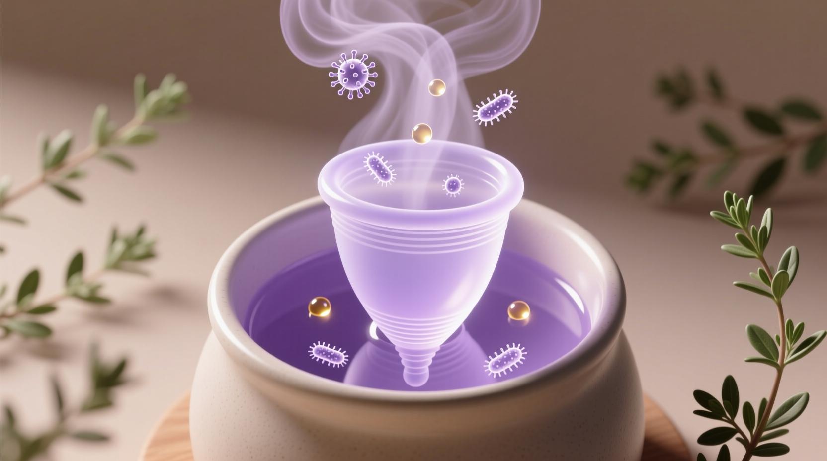 eco friendly cleaning thyme oil steam for menstrual cup cases