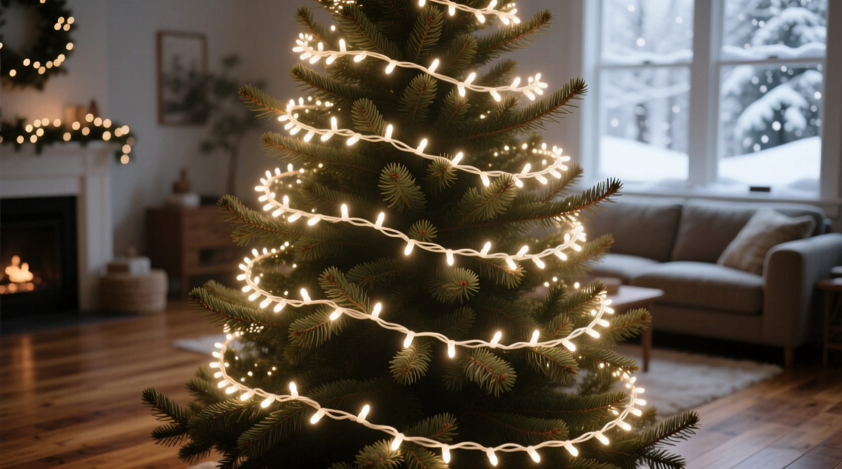 how to layer multiple strands of christmas lights evenly on a tree