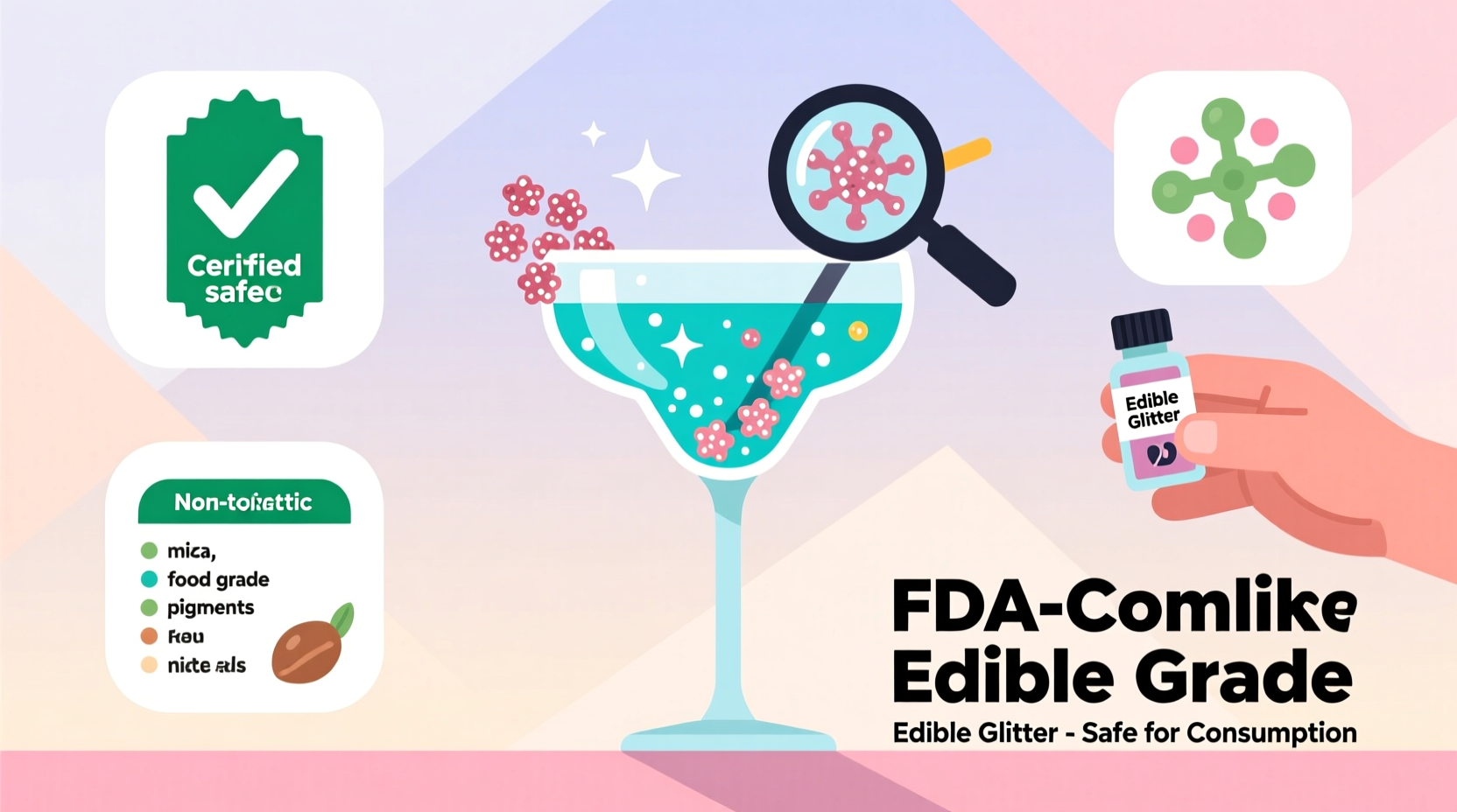 how to choose non-toxic glitters safe for edible cocktail garnishes