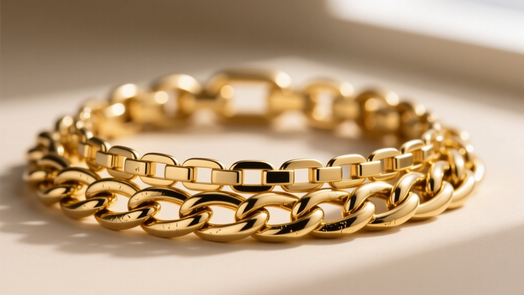 Macro shot of a 14k gold figaro chain layered with a smooth box chain, highlighting contrasting textures and link thicknesses.