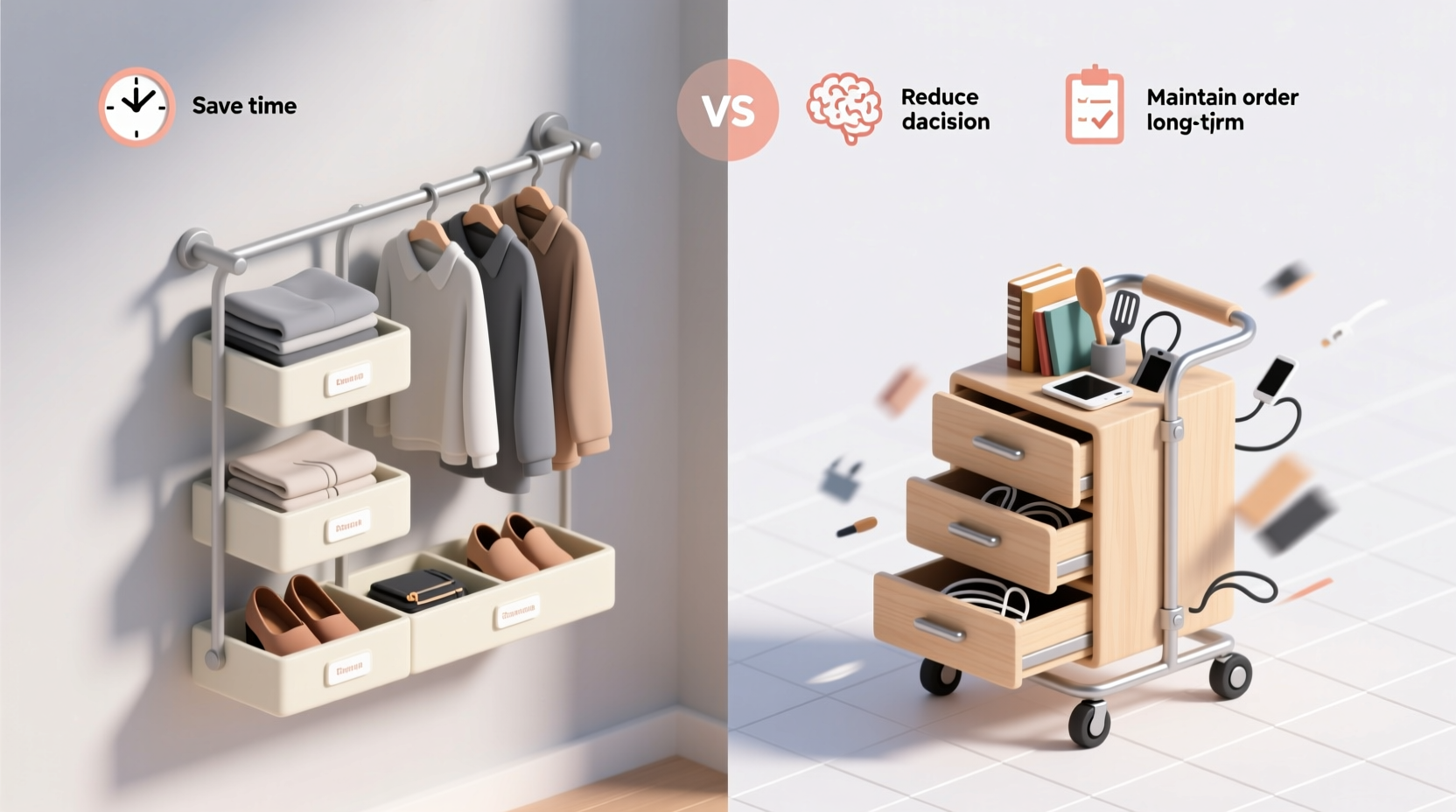 closet organization tips hanging vs rolling carts