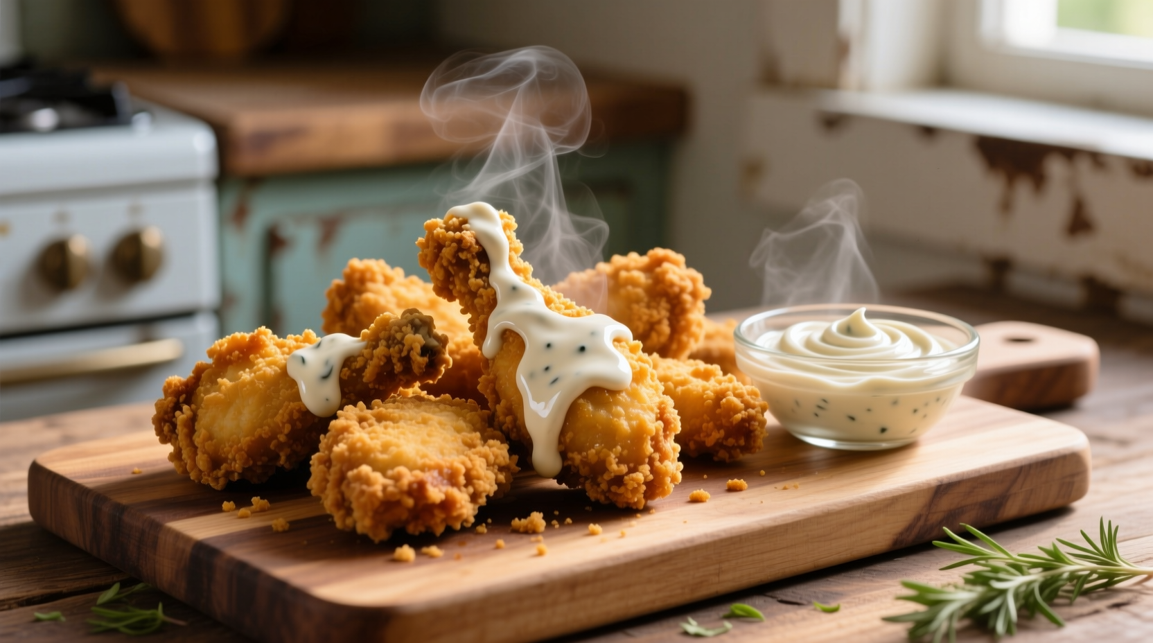 use ranch dressing to bread your fried chicken
