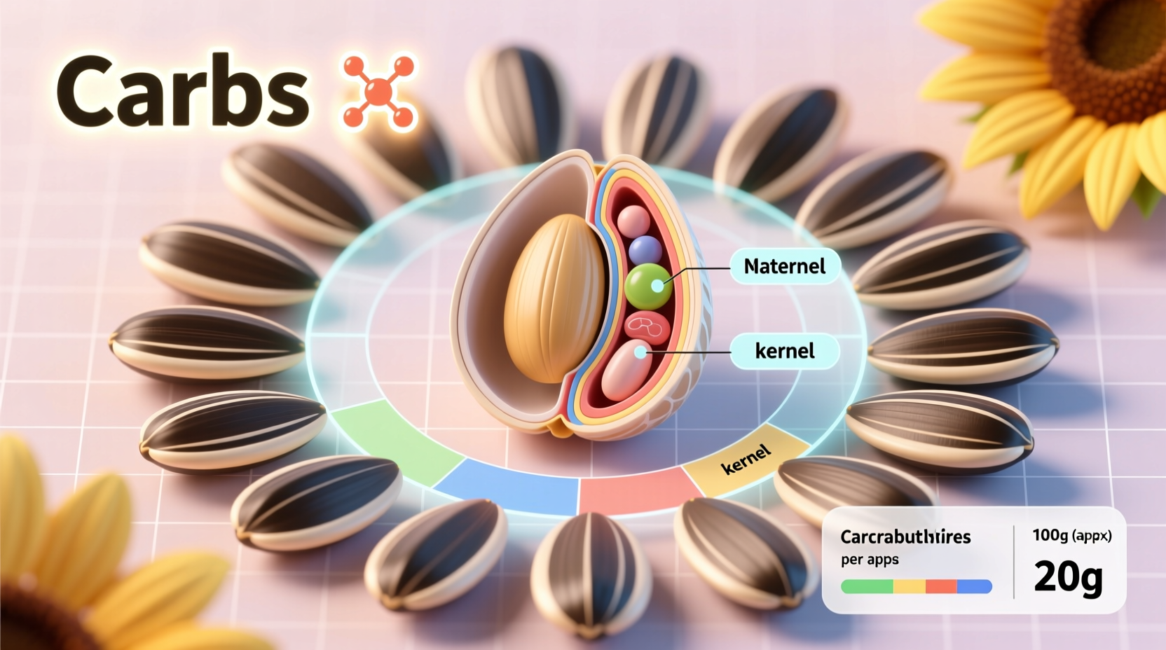 carbs in sunflower seeds