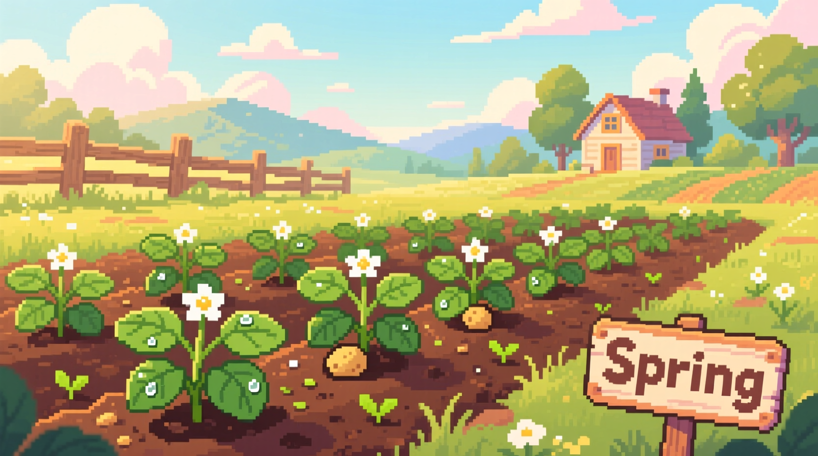 Stardew Valley potato crop in spring season