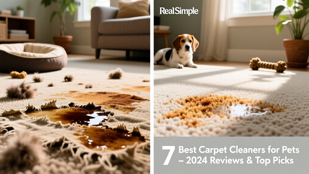Side-by-side comparison showing stained carpet before and after treatment with enzymatic cleaner