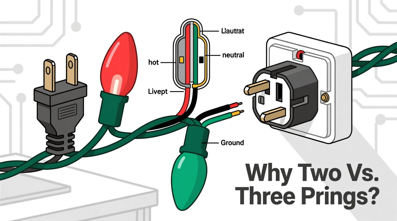 why do some christmas lights have two prongs while others have three