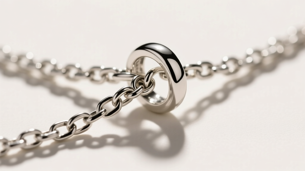 Close-up of a 1.2mm silver box chain threading through a 12mm Yorkie pendant bail, highlighting a polished 5mm lobster clasp.