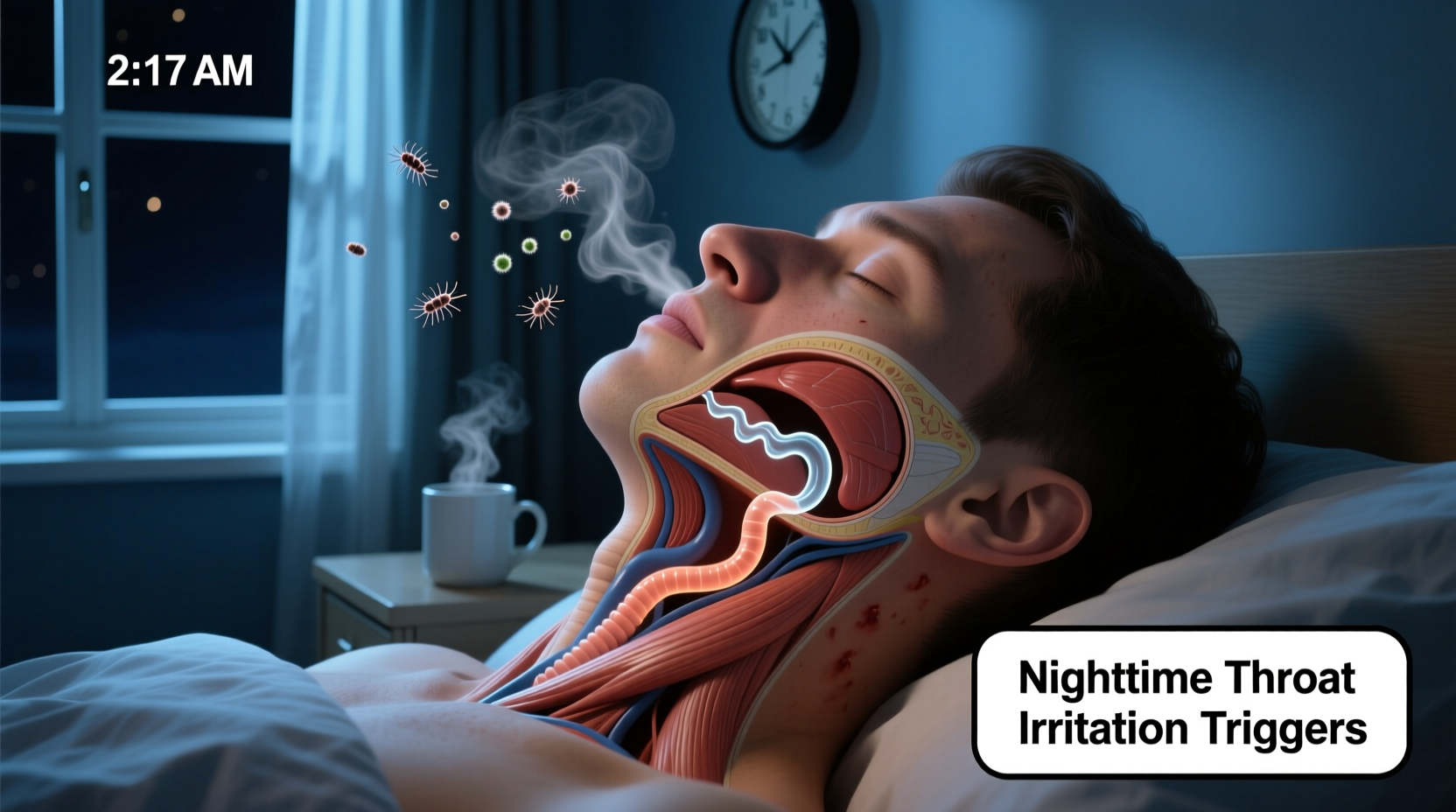 why does my throat tickle at night but not during the day possible triggers