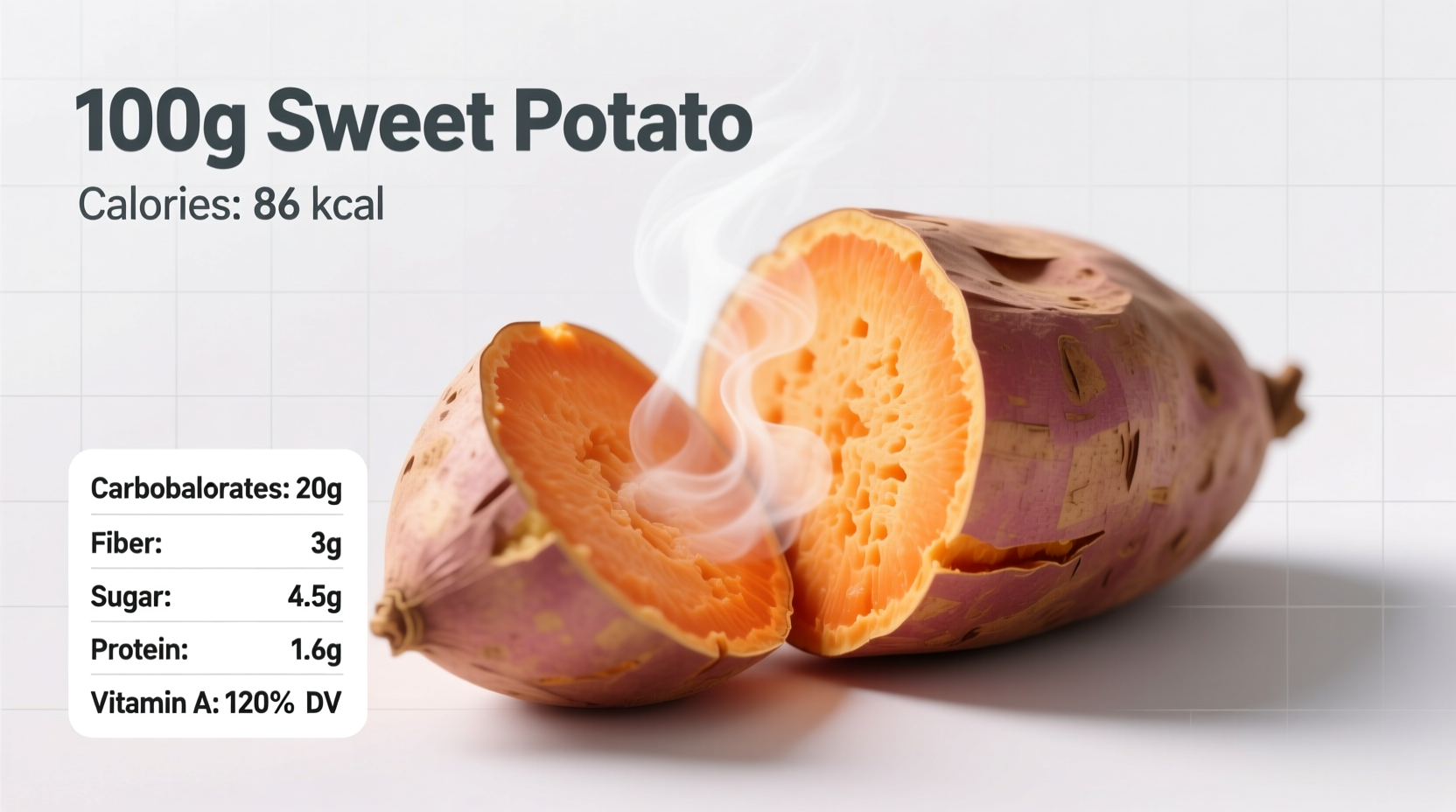 100g sweet potato calories