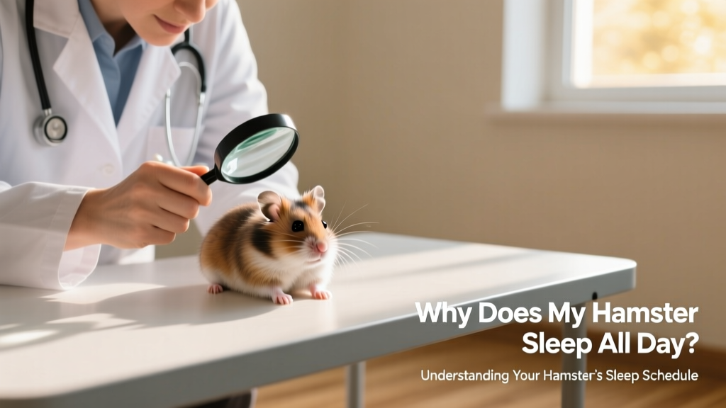 A veterinarian gently examining a hamster on a clean exam table