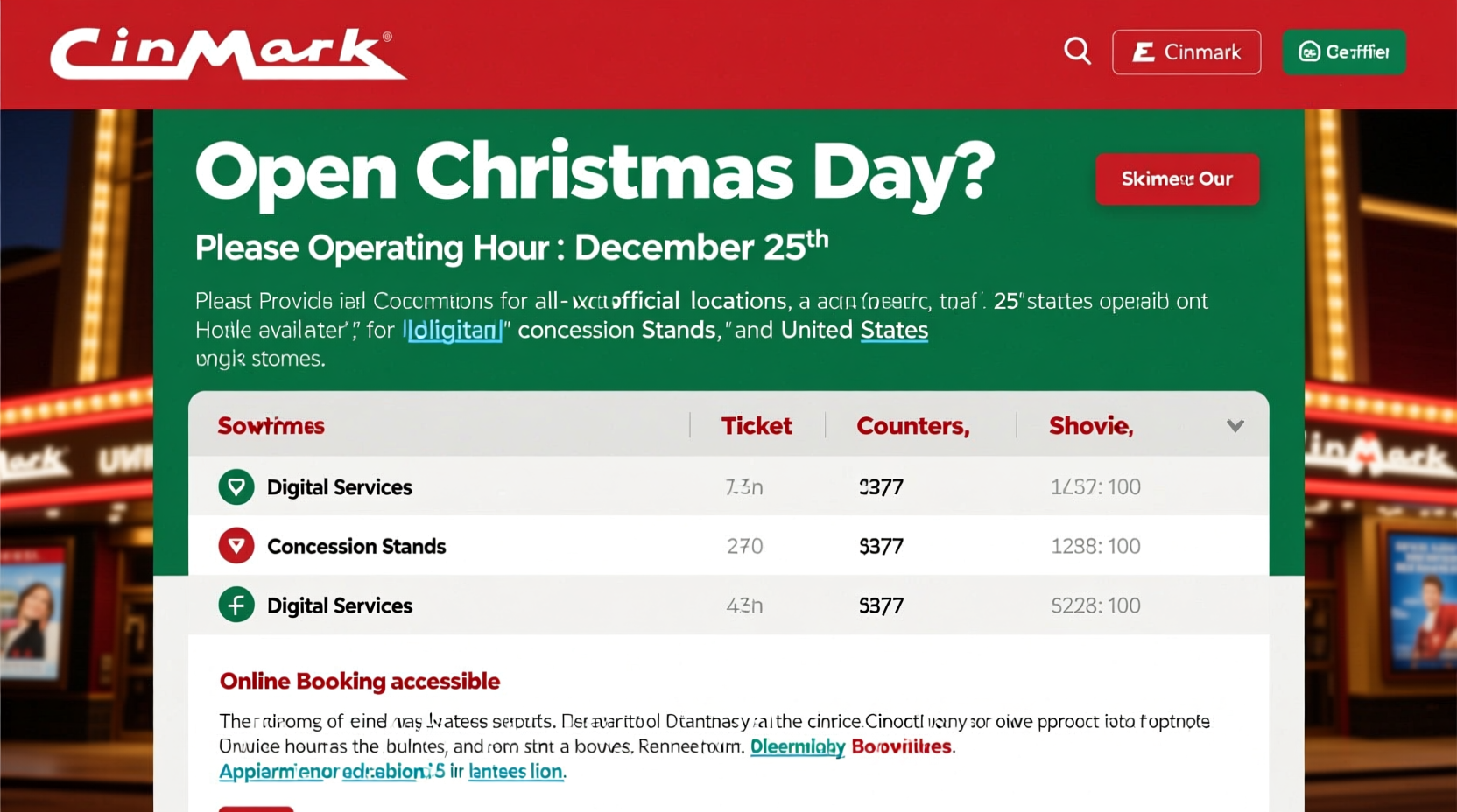 is cinemark open on christmas day