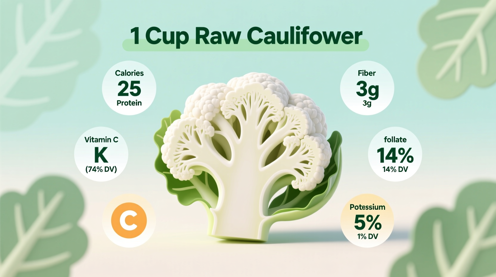 Nutrition Facts: 1 Cup Cauliflower (Complete Breakdown)