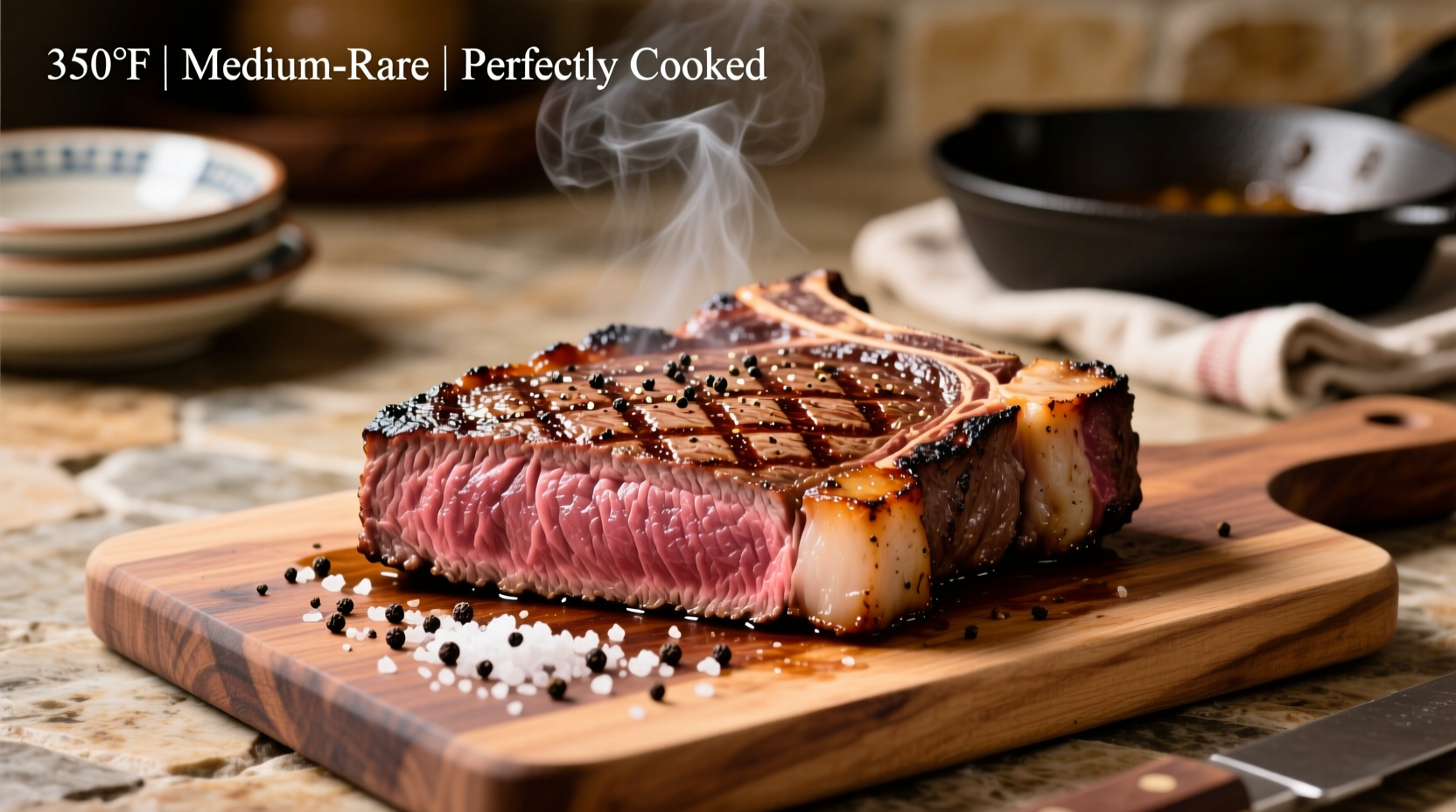 Perfect medium-rare steak cooked in oven at 350 degrees