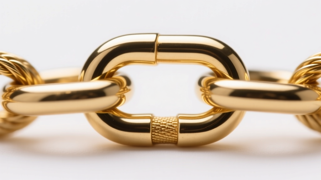 Macro shot of a 1.2mm 14k gold-filled cable chain link, showing the thick outer gold layer bonded over the inner brass core edge.