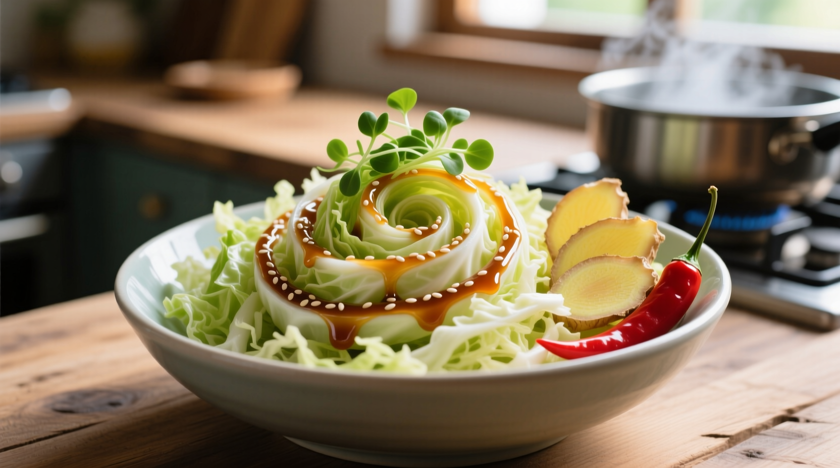 shredded cabbage ginger vinaigrette