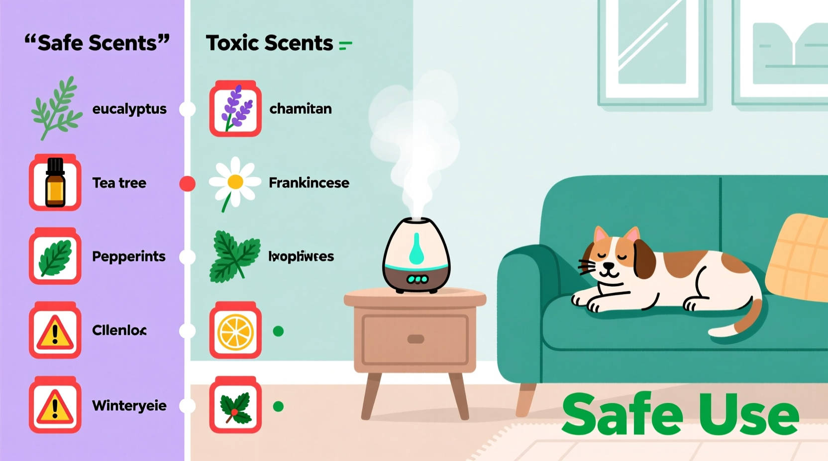 how to safely use essential oil diffusers around pets common toxic scents