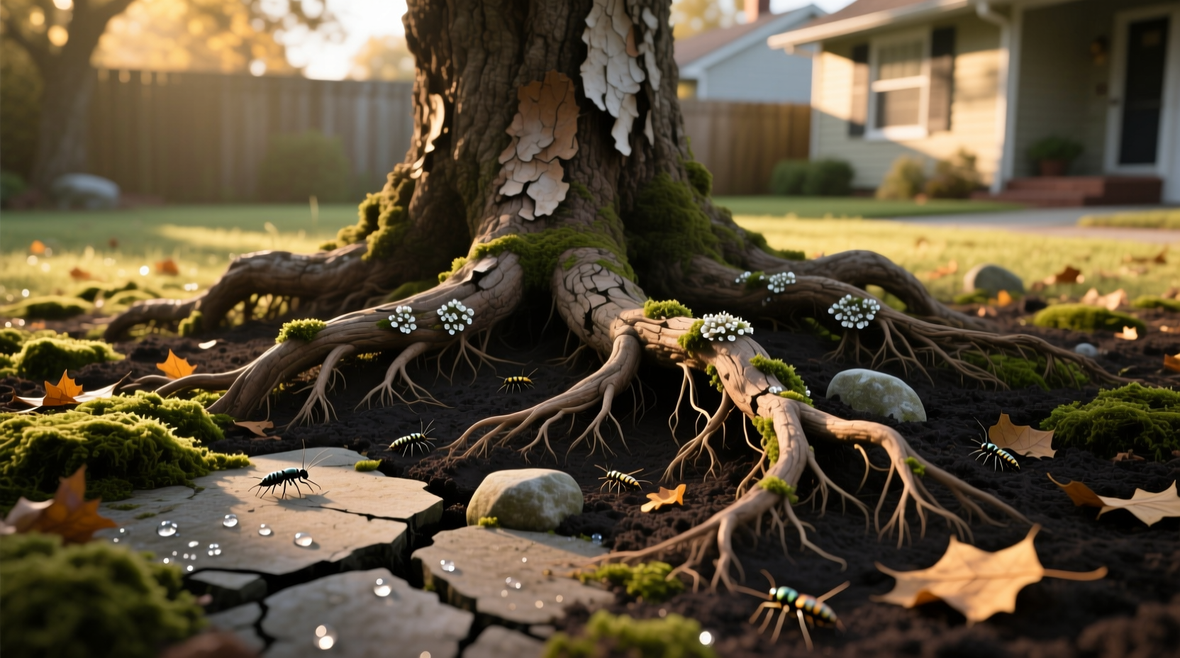 surface tree roots in yard