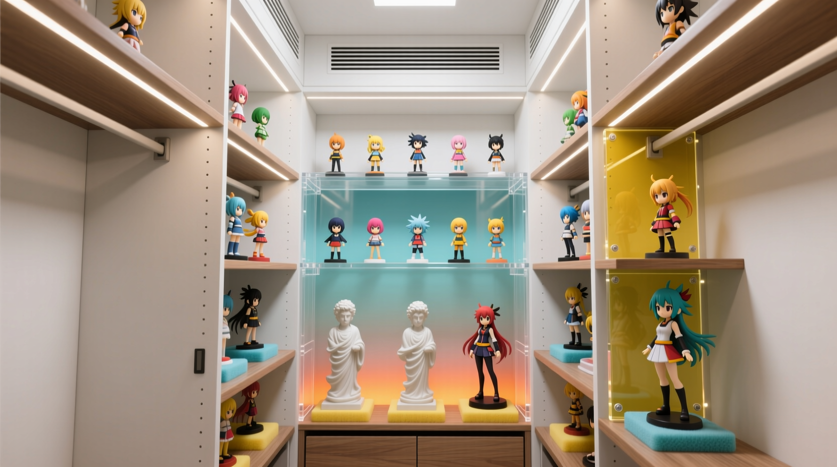 anime figure shelving uv protection vertical space