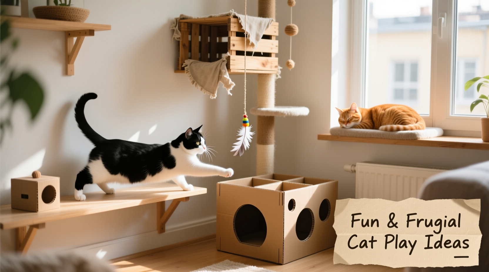 how to keep indoor cats entertained in small apartments without spending a fortune