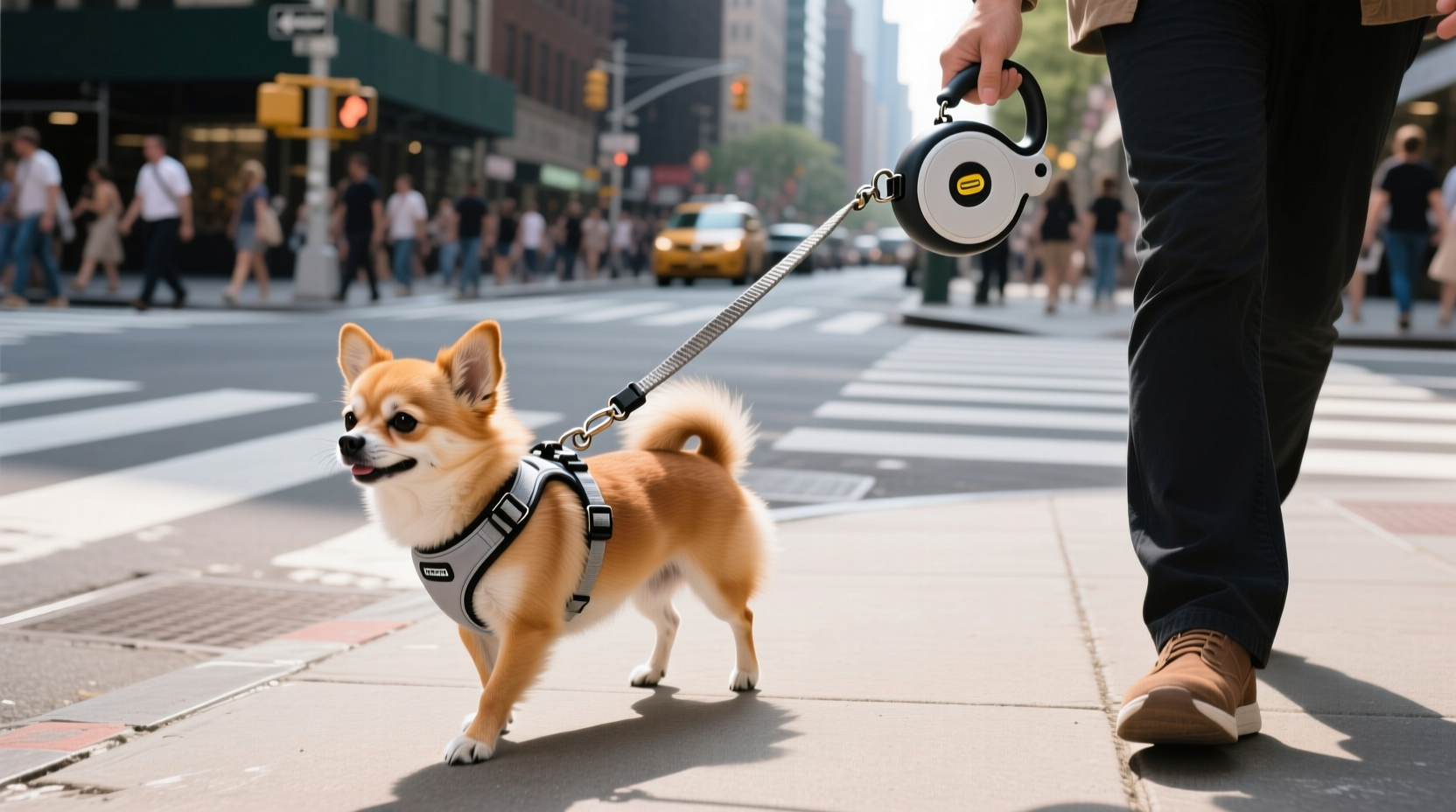is a retractable dog leash safe for small breeds on busy sidewalks