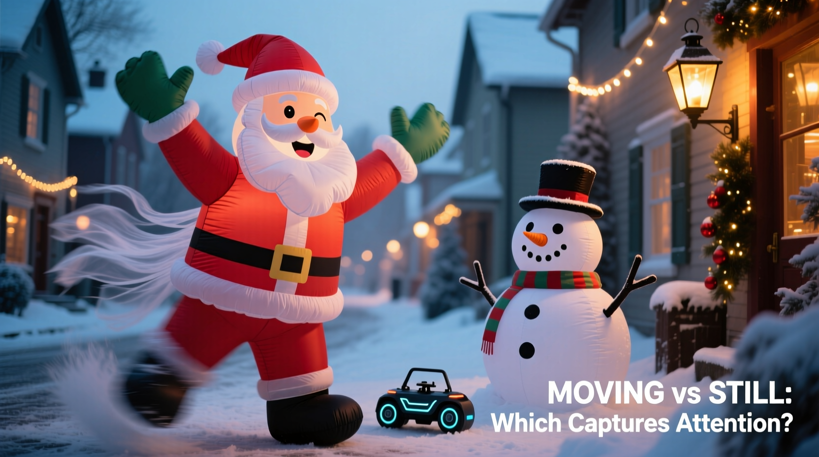 remote controlled christmas inflatables vs static displays which draws more attention
