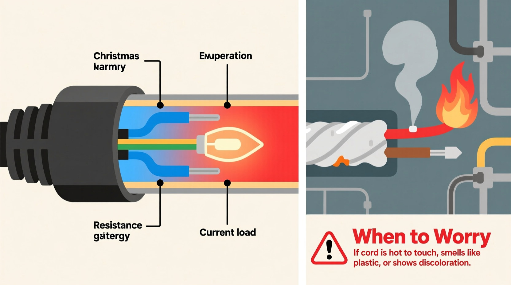 why do extension cords get warm with christmas lights and when to worry