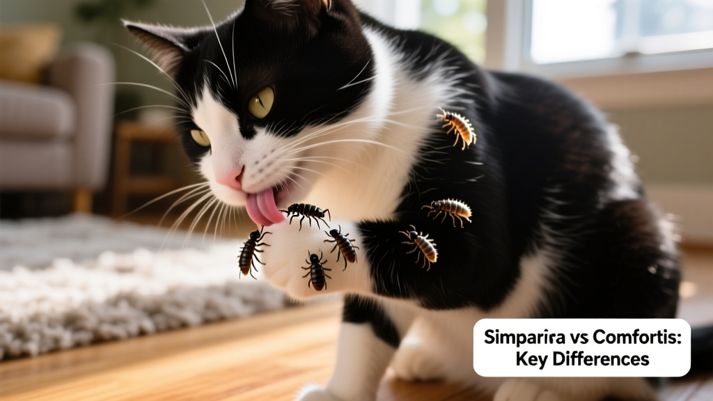 Close-up of fleas on a cat’s fur, illustrating why fast-acting treatment matters