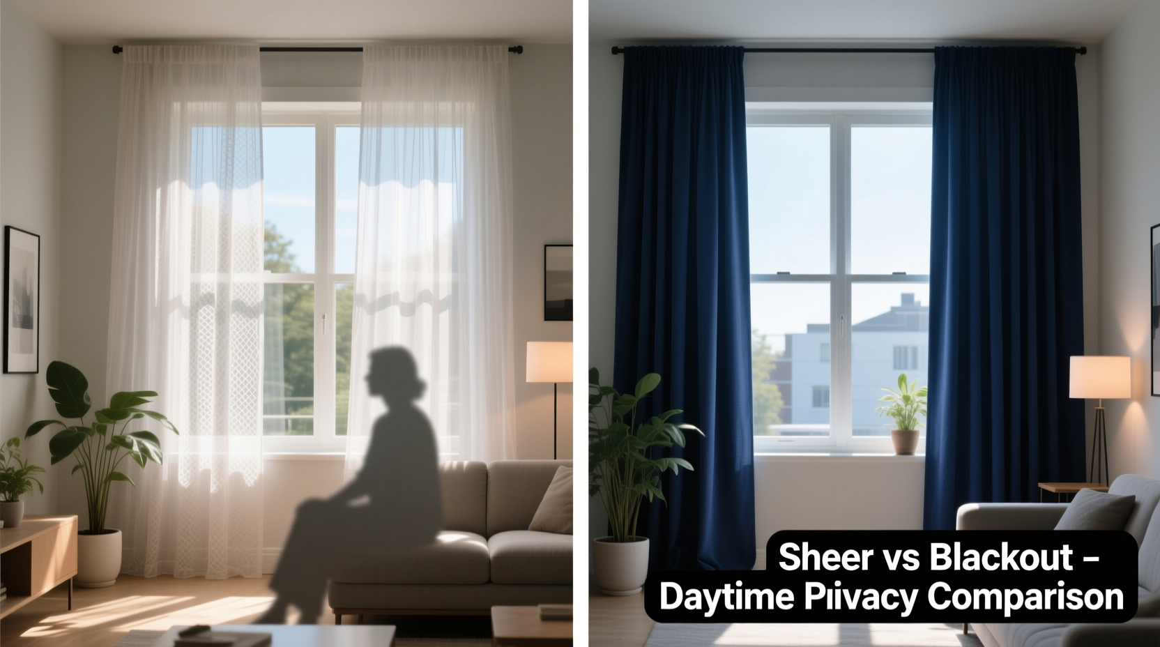 sheer curtains vs blackout which gives better privacy during daytime