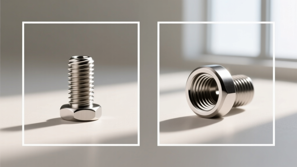 Side-by-side diagram comparing externally threaded and internally threaded 16-gauge body jewelry posts with clear labeling