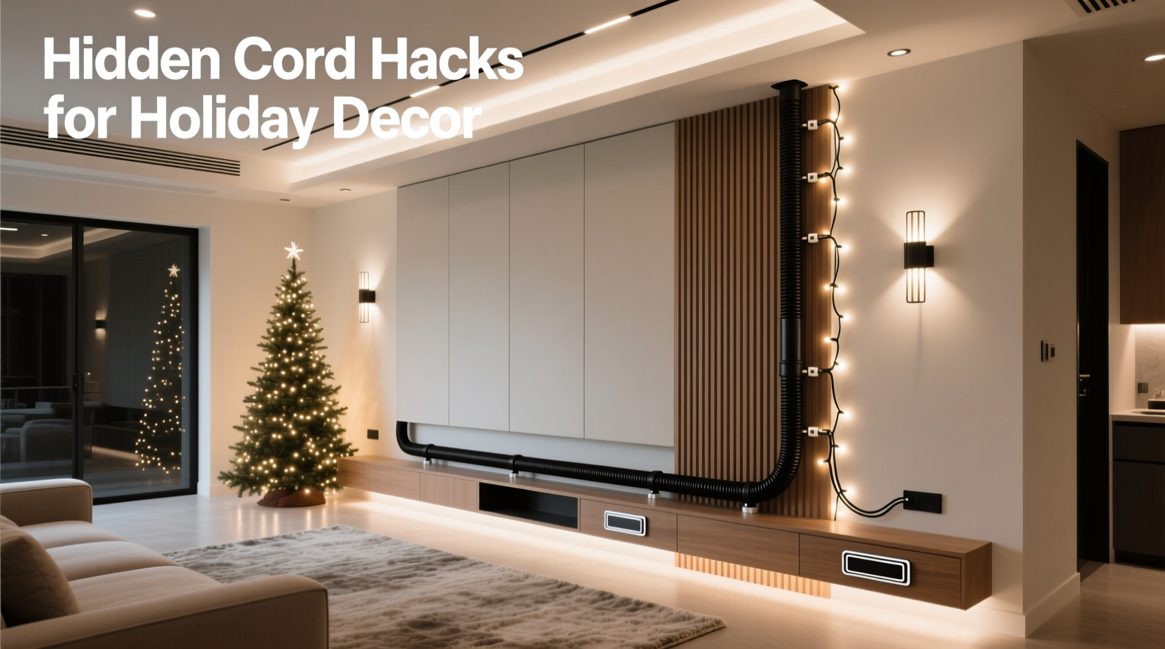 how to hide cords from floor to ceiling christmas light displays