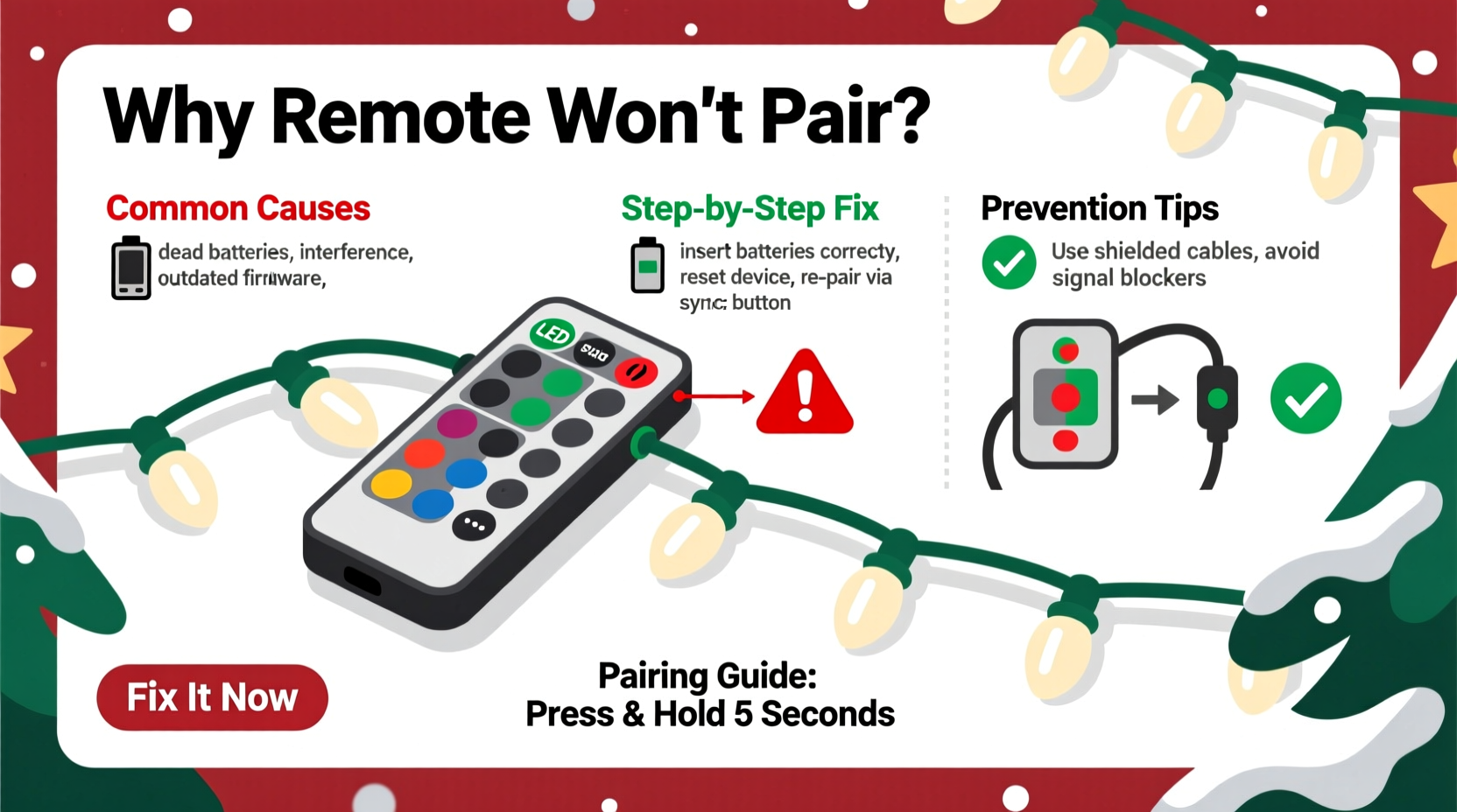 why does my christmas light remote not work and how to fix pairing issues