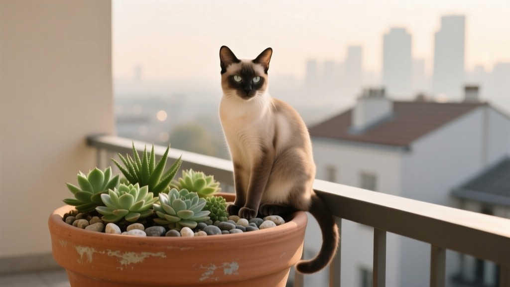 Why Cats Sit on the Balcony Plant Pot Rim
