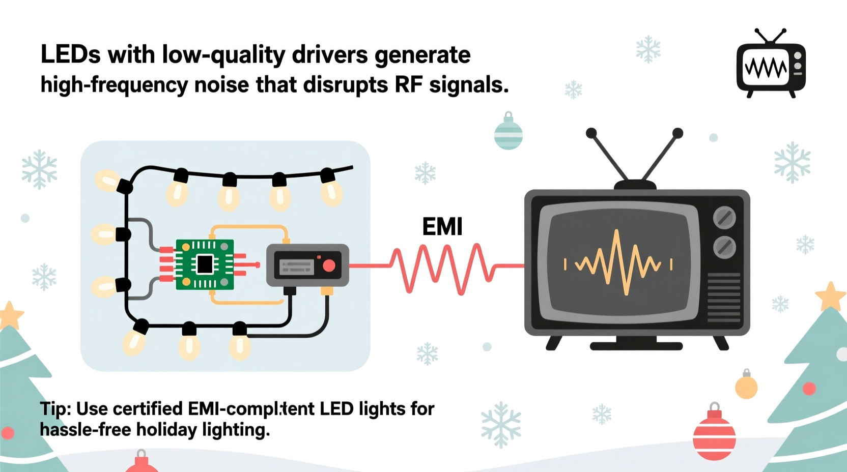 why do some led lights cause tv interference during christmas
