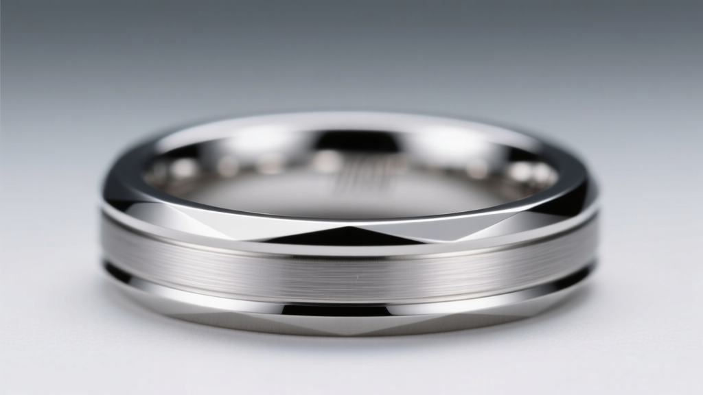 Macro shot of a polished 316L surgical steel spike ring showing precise CNC-milled edges and a brushed inner band for comfort
