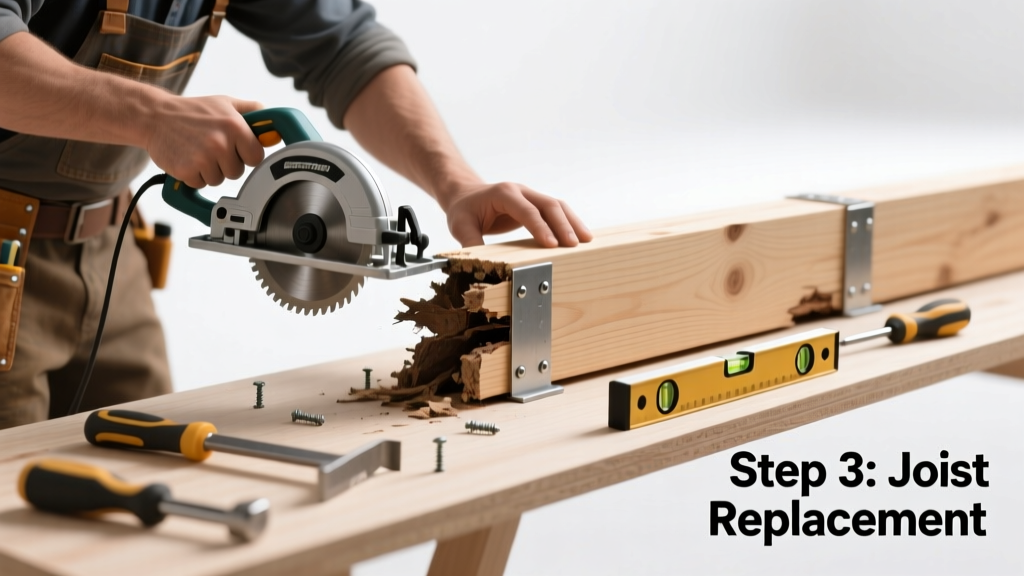 How to Replace a Sagging Joist's Damaged Section
