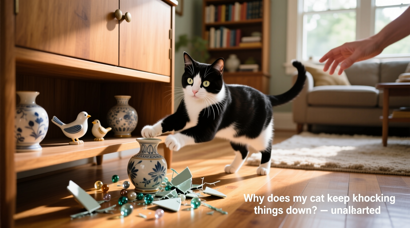 why does my cat keep knocking down the bottom ornaments and how to stop it