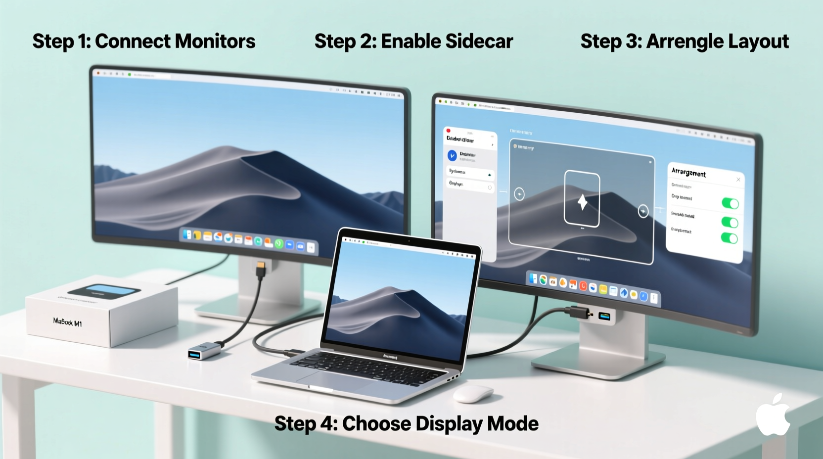 step by step guide to setting up dual monitors with macbook air m1 or later