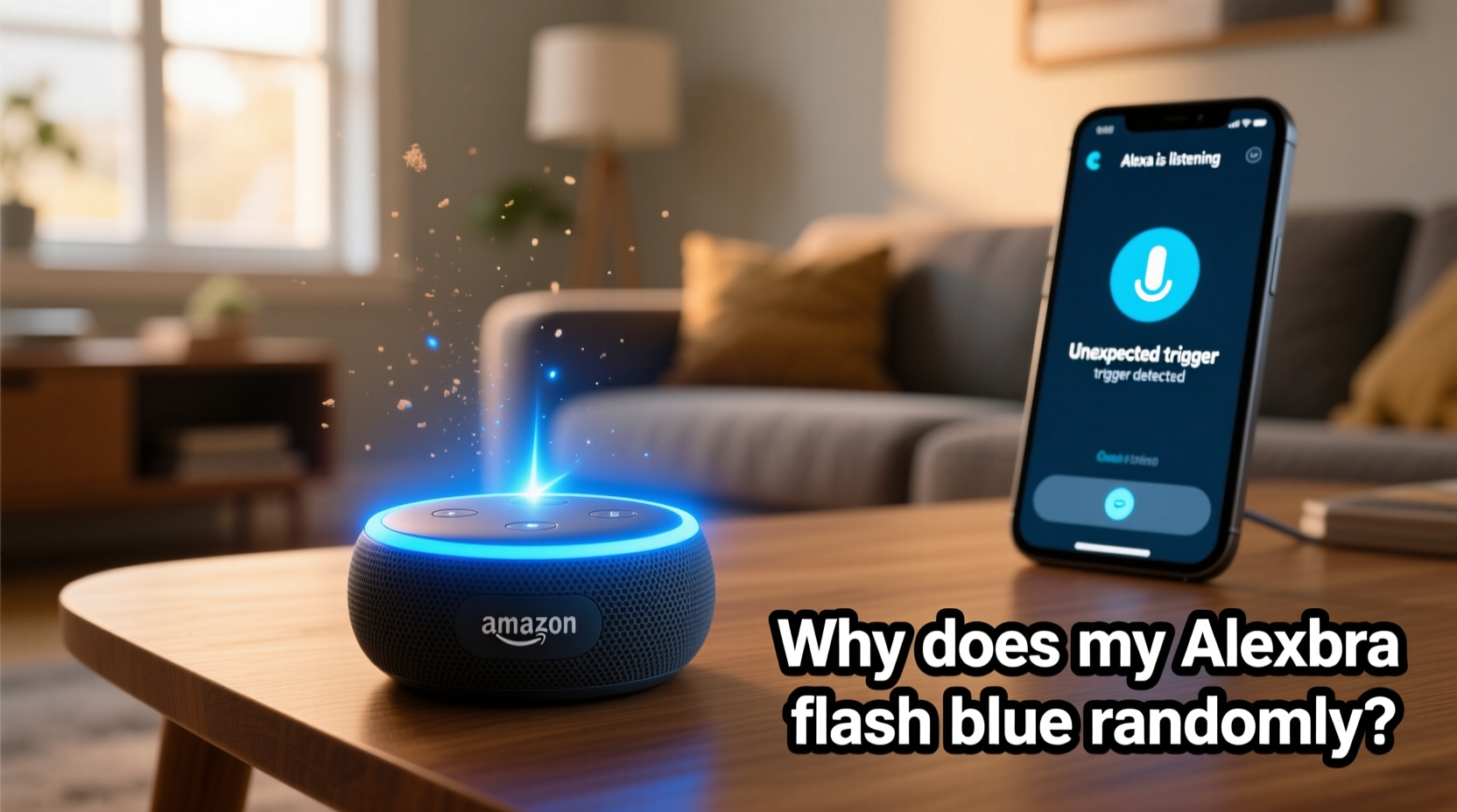 why does my alexa flash blue randomly understanding unexpected triggers