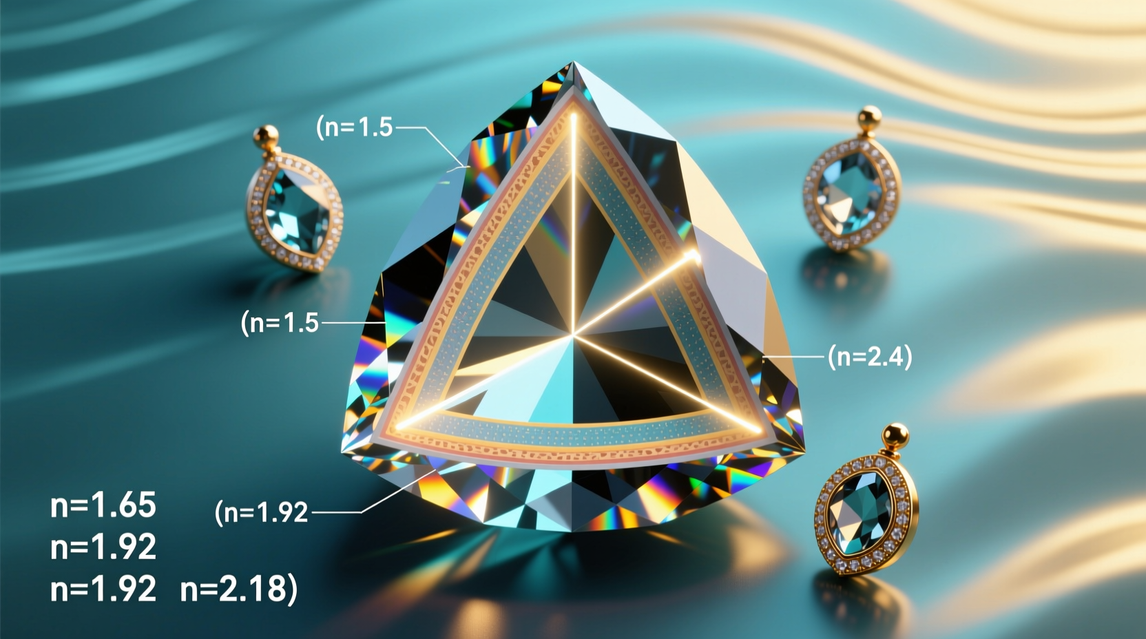why do certain ornaments magnify light unevenly and how to arrange by refraction index for harmony
