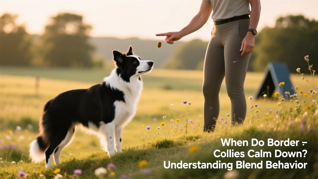 A trainer guiding a Border Collie through a calm focus exercise using hand signals and treats