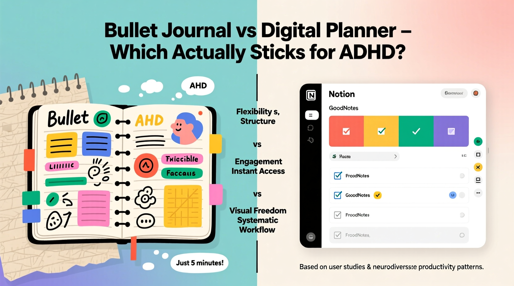 bullet journal vs digital planner which organization method actually sticks for adhd