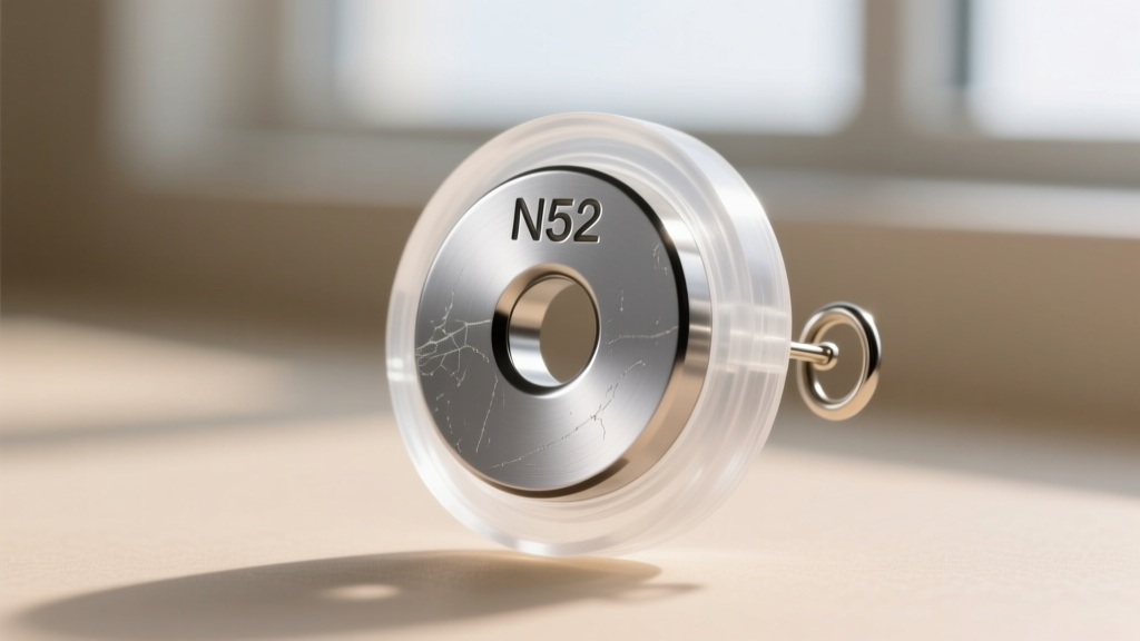 Close-up of an N52 neodymium disc magnet encased in clear medical-grade silicone, designed for secure magnetic earring backings.