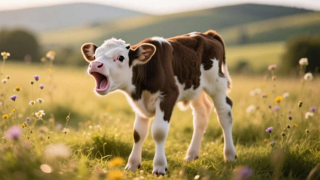 Tiny Baby Cow Strains With All Her Might to Moo—Only for Nothing to Come Out