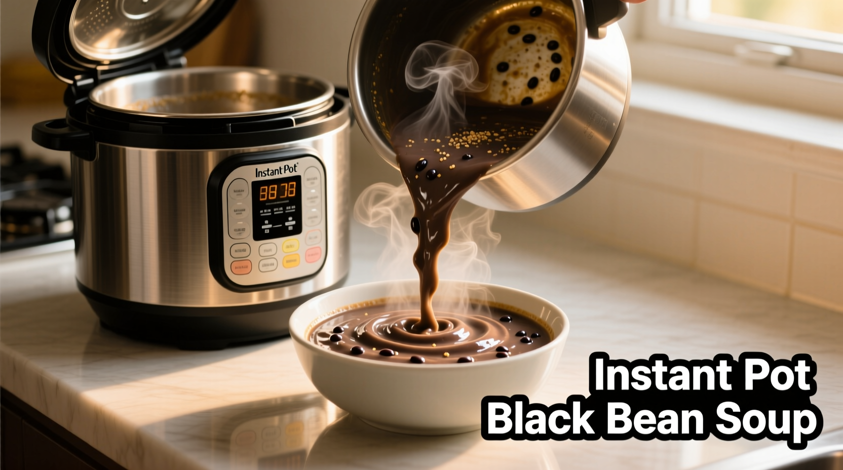 creamy black bean soup made in an instant pot