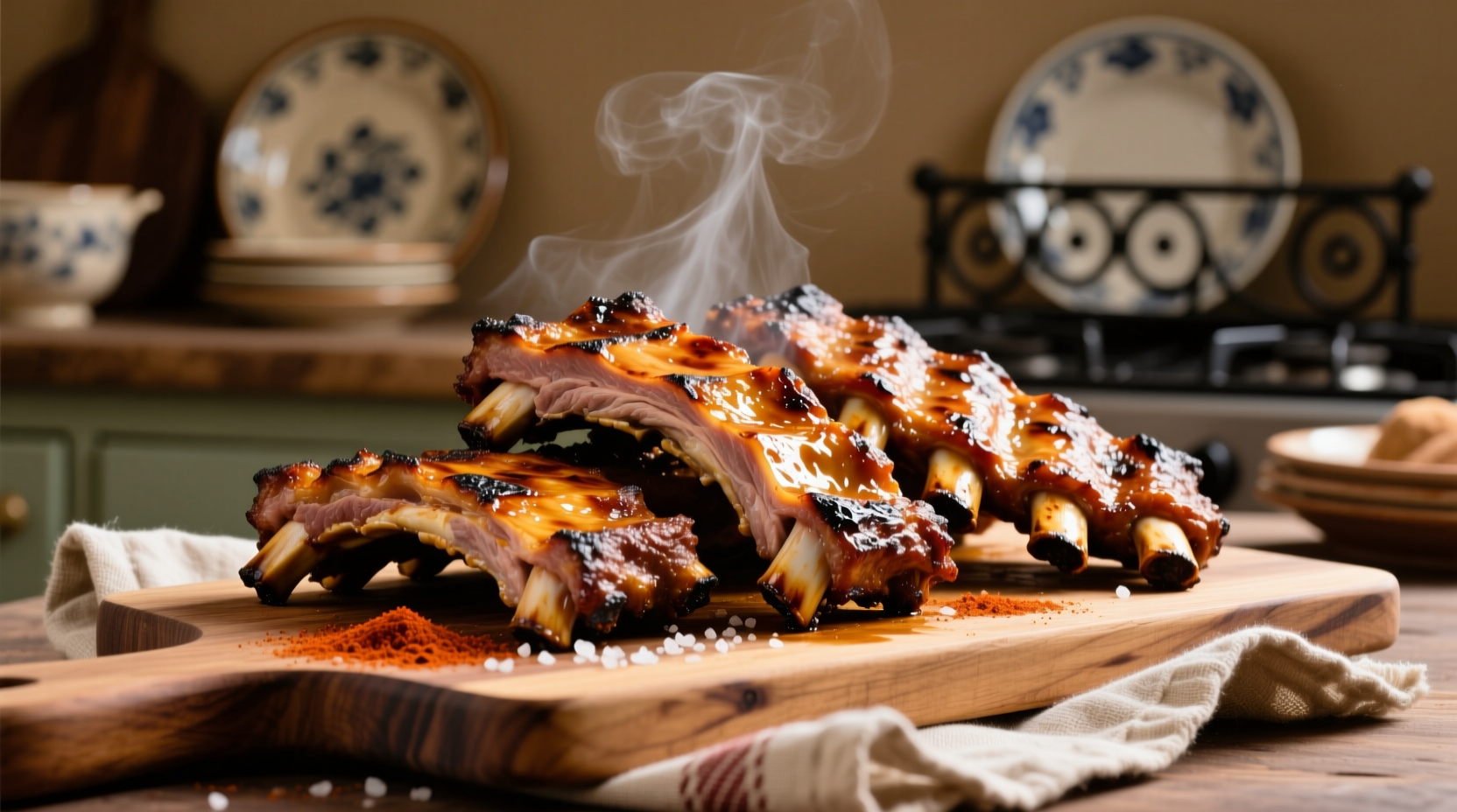 Oven-baked spare ribs with golden crust