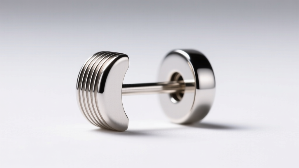 Close-up of externally threaded earring ridges on left and smooth internally threaded post on right under bright studio light