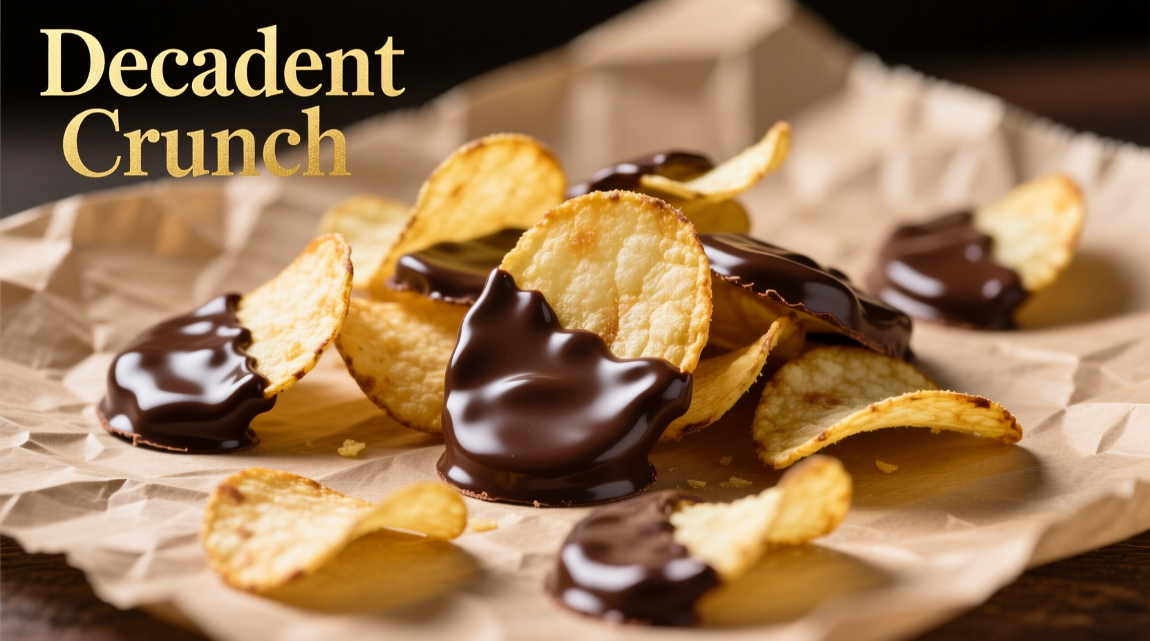 Chocolate dipped potato chips on parchment paper