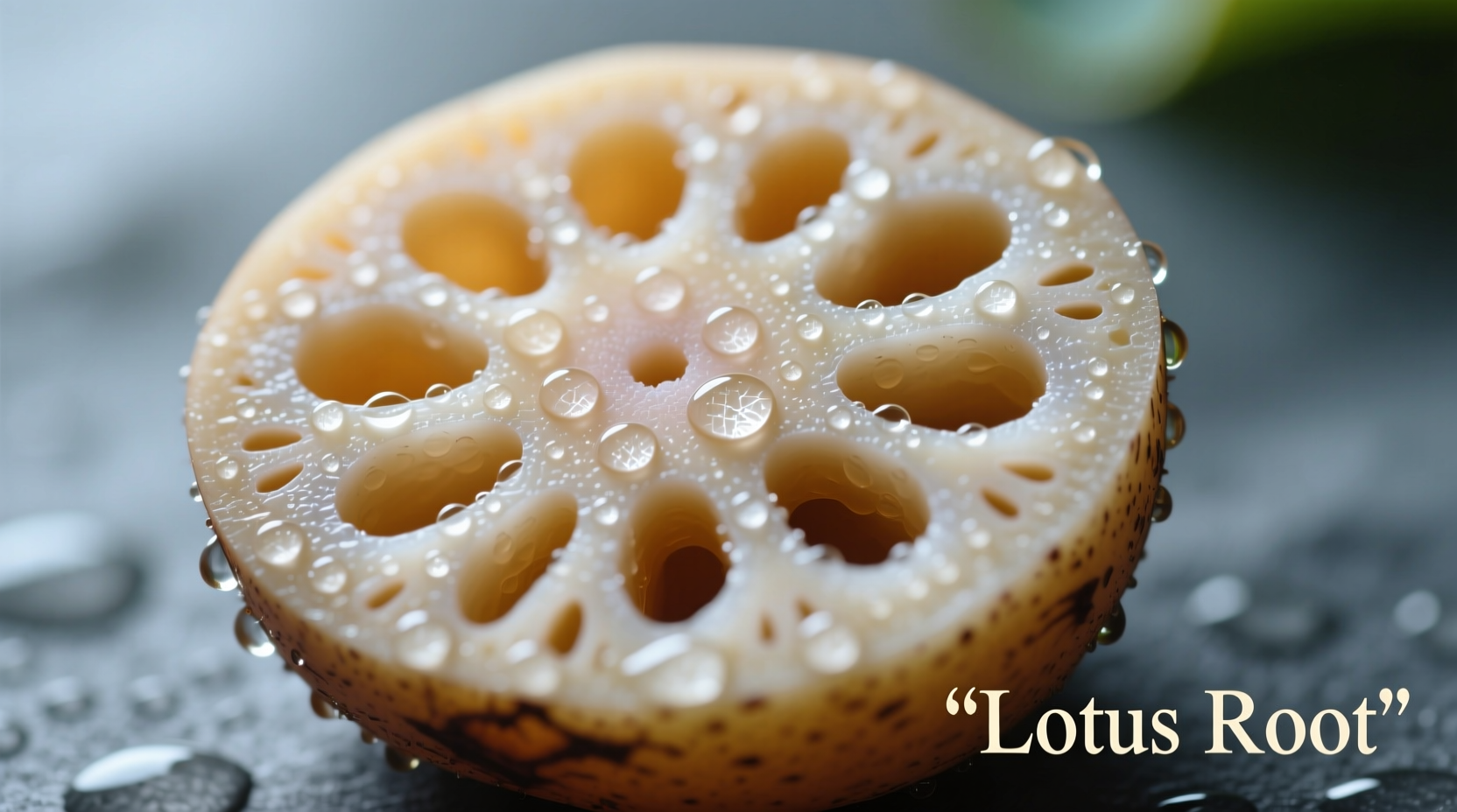 Freshly sliced lotus root showing distinctive honeycomb pattern
