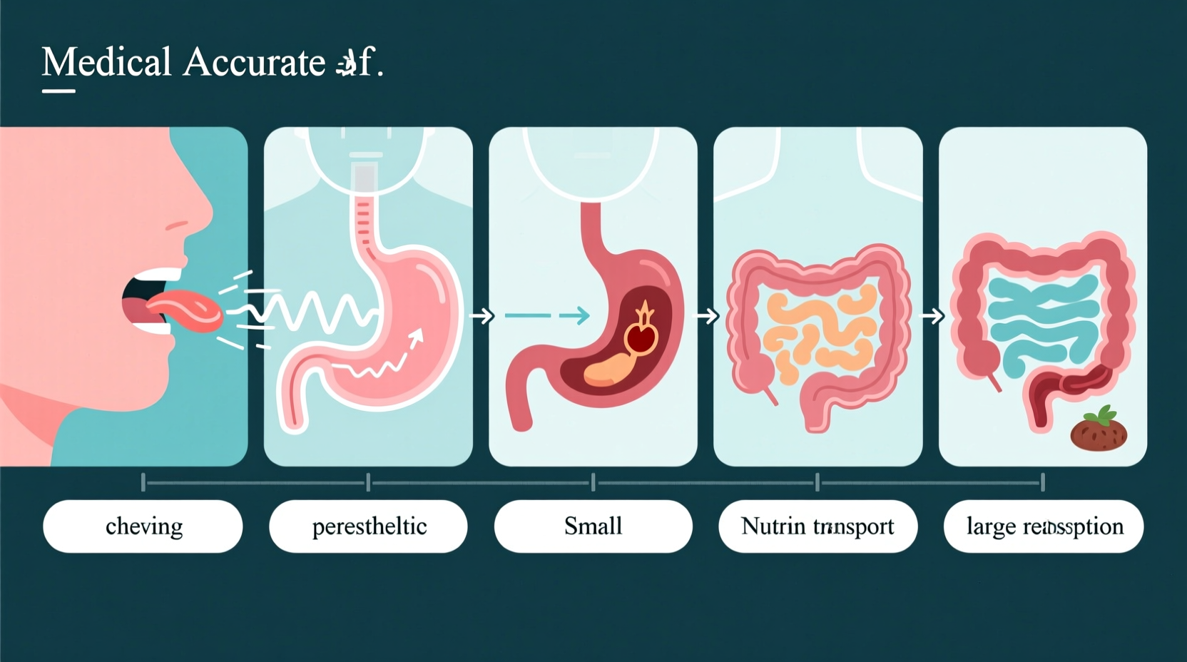 Digestive system timeline showing food movement through organs
